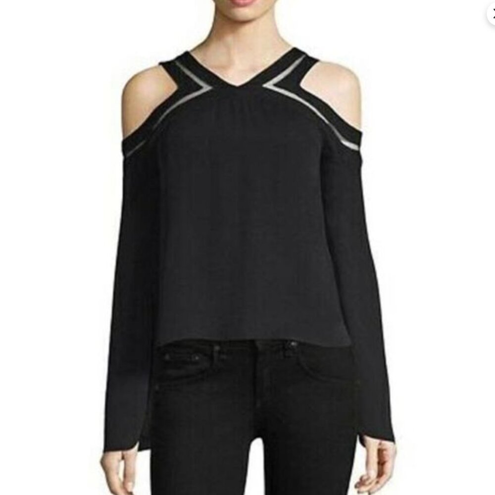 Ramy Brook Lex Silk Cold Shoulder Blouse Meduim